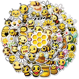 50pcs cute cartoon honey bee waterproof stickers for DIY scrapbooking and decoration