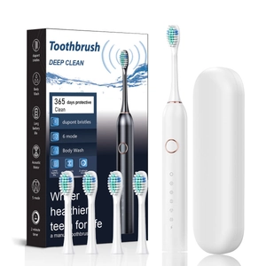 Smart sonic electric toothbrush kit with 4 brush heads and travel case in white