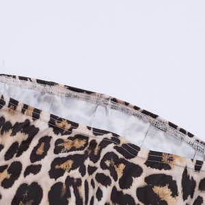Close-up of leopard print corset top showing detailed stitching and fabric texture