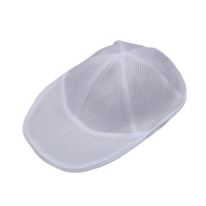 Protective white mesh baseball cap laundry bag for washing machine prevents deformation