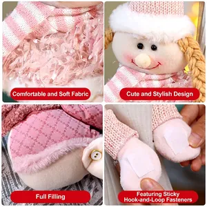 Pink Christmas elf plush curtain tieback featuring soft fabric and striped knit scarf details