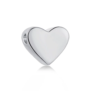 Polished S925 silver heart pendant necklace with fashion letter bead on white background