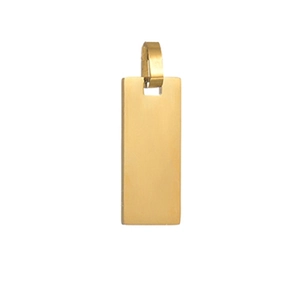 Detailed view of polished gold rectangular stainless steel pendant for necklace