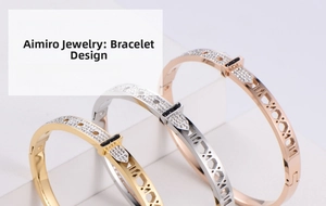 Detail of Roman numeral hollow bracelets with rhinestones in gold, silver and rose gold