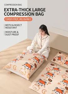 Red panda patterned vacuum compression storage bags for clothes with electric pump