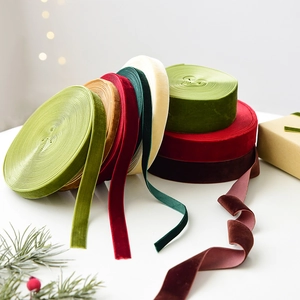 Velvet Ribbon For DIY Bow Making Gift Wrapping Christmas Tree Decoration Holiday Party Crafting Elegant Solid Color