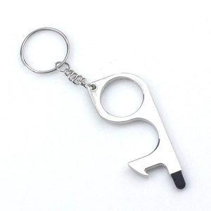 Makro-Detail von silbernem EDC-Tool aus Zinklegierung mit Stylus-Spitze für Displays