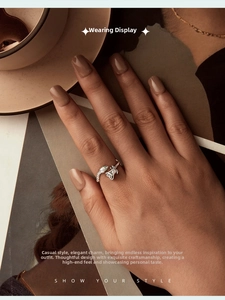Detail view of S925 silver open ring featuring vintage rose and snake motifs on finger