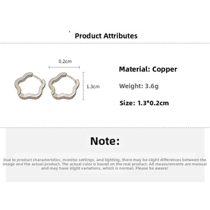 Detail view of silver hollow flower hoop earrings with size and weight measurements