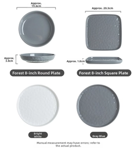 Detailed size specifications for ceramic dinner plates with textured hammer patterns