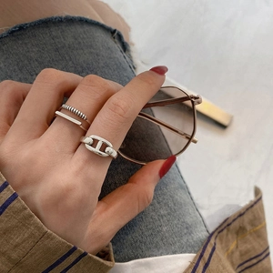 Minimalistisches S925 Sterling Silber Schweinenase Doppelring Set für Damen