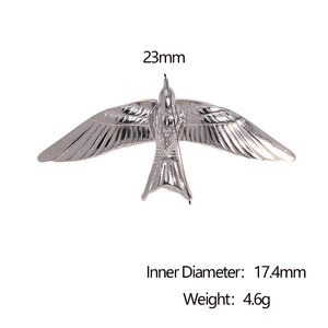 Detailed size specifications for the stainless steel bird wing open ring design