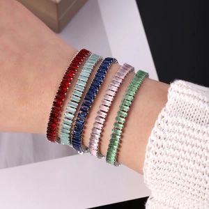 Fashionable tennis bracelets with 2.5*5mm colorful zircon stones in five vibrant colors