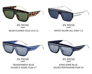 Collage of square frame sunglasses showing detailed patterns and diverse color variants