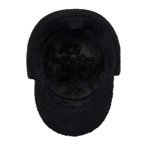 Winter black fleece cadet cap with thermal lining and thick warm material for men