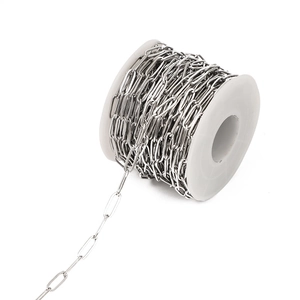 Silver stainless steel paperclip chain on a roll for DIY jewelry necklace making