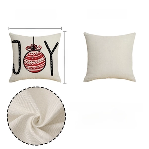 Christmas Joy linen throw pillow cover 18x18 inch showing front and back views