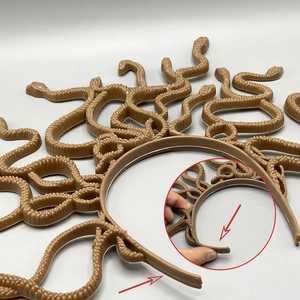 Detail showing the adjustable tightness mechanism of the Medusa snake headband prop