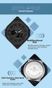 Detail view of the 304 stainless steel back cover and 5ATM waterproof seal of the watch