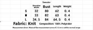 Detailed size chart for women's knit sweater vest showing measurements in S, M and L