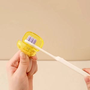 Tragbare gelbe transparente Zahnbürstenkopf-Abdeckung aus Kunststoff für die Reisehygiene