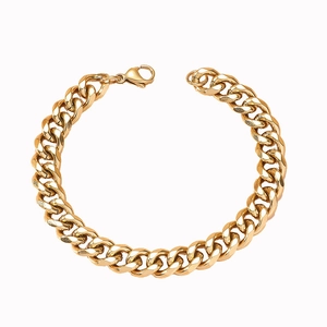 Minimalist gold Cuban link bracelet for men in stainless steel with lobster clasp