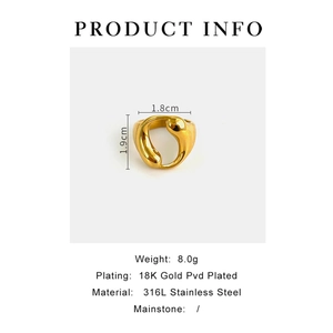 Dettagli tecnici dell'anello in acciaio inossidabile placcato oro 18K dal design fluido