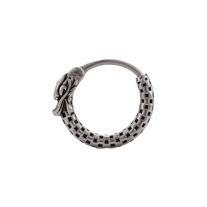 Vintage stainless steel dragon head hoop earring with detailed relief carving for men
