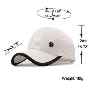 Satin baseball cap with M logo and size specifications for head circumference 54-60cm