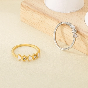 Bagues minimalistes en acier inoxydable 18K or et argent avec émail et zircons