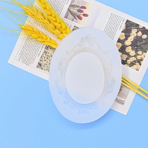 European style oval frame silicone mold with vintage floral carvings for DIY crafts