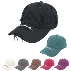 Vintage Washed Cotton Baseball Cap Distressed Broken Hole Embroidery Letter Streetwear Sun Hat Adjustable