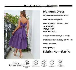 Detail of bohemian purple summer maxi dress featuring a large back bow and open back design