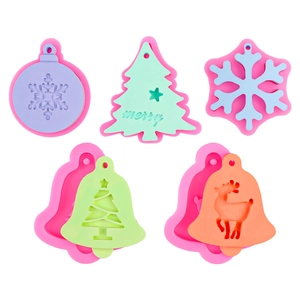 Lot de 5 moules en silicone pour étiquettes de Noël avec motifs de renne et flocon de neige