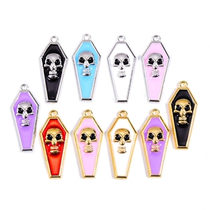 Gothic vampire skull coffin enamel pendants in assorted colors for DIY jewelry making