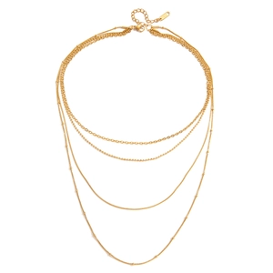 Collier multicouche élégant en acier inoxydable plaqué or 18 carats avec fermoir réglable