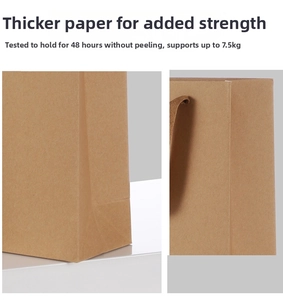 Detail of reinforced base and handles on kraft paper wine bag with 7.5kg load capacity