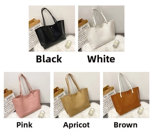 Collage of five various colors crocodile texture large capacity tote bags for women