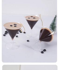 Set di 3 mini tazze da cocktail martini con chicchi di caffè e cordoncini dorati decorativi