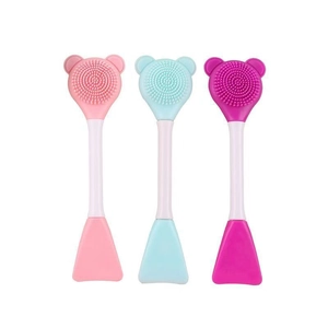 Dual-sided bear silicone facial cleanser and mask applicator brushes in three colors