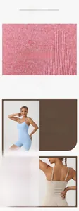 Detail of seamless ribbed fabric texture and reinforced straps on yoga bodysuit