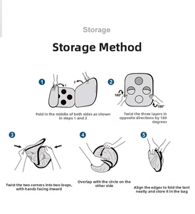 Five-step storage guide for folding the portable dinosaur kids game tent into a compact bag