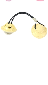 Detail of durable pet suction cup toy with heavy-duty rope and textured chew ball