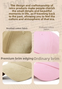 Detail of premium cotton baseball cap edge compared with standard brim craftsmanship