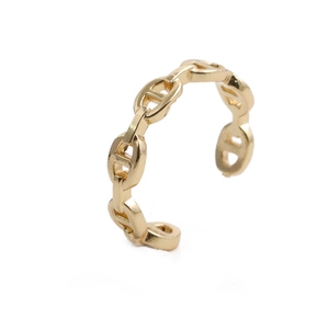 Anchor Link Copper Ring Geometric Zircon Inlaid Adjustable Open Finger Ring Minimalist Jewelry Gift For Women