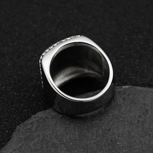 Luxurious 316L stainless steel hip hop ring for men featuring four rows of pavé crystals