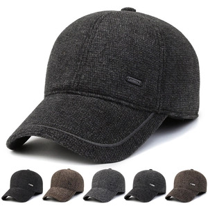 Men Winter Warm Baseball Cap Woolen Felt With Ear Protection Adjustable Outdoor Thickened Casual Hat