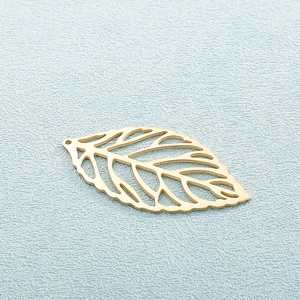 Minimalist golden hollow leaf pendant in stainless steel for DIY jewelry making