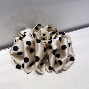 Large French Polka Dot Hair Claw Clip Elegant Satin Satin Fabric Bow Retro Shark Clip For Women Hair Accessories