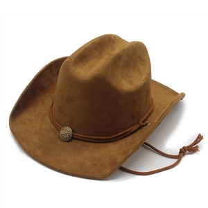 Western Cowboy Hat Suede Polyester Retro Style Braided Rope Metal Buckle Windproof Cord For Men Women Outdoor Travel